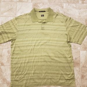 Official Mens Tiger Woods Shirt Green Striped - L
